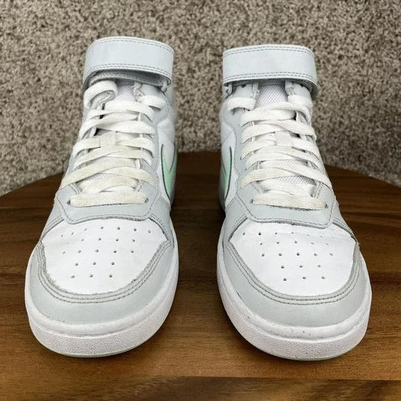 Nike Court Borough 2 High Top Sneaker Pure Platinum Mint Size 5Y Shoe CD7782-011 - Picture 2 of 11
